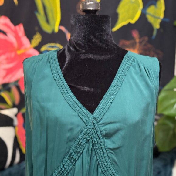 CURATIONS Sleeveless Tiered Surplice Viscose Tunic Blouse, Green, Large - Picture 9 of 15